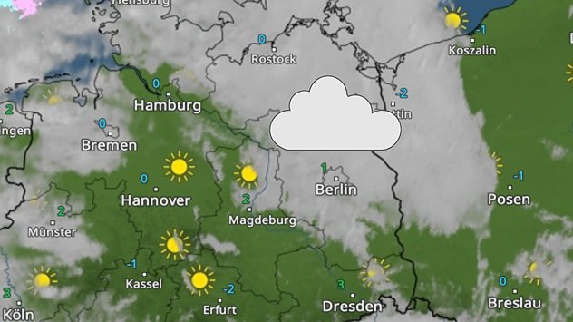 WetterRadar zeigt hochnebelartige Wolken im Osten