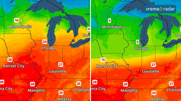 Promena temperature u SAD