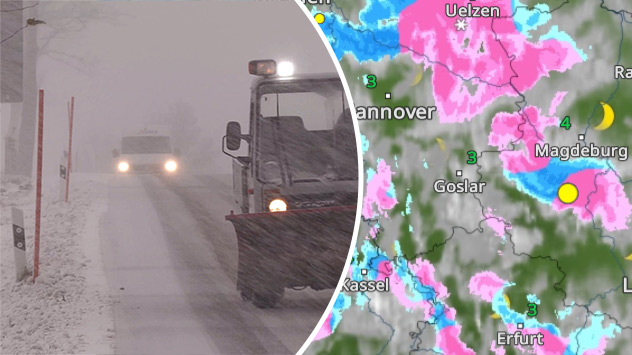 Schneegestöber im Erzgebirge und WetterRadar