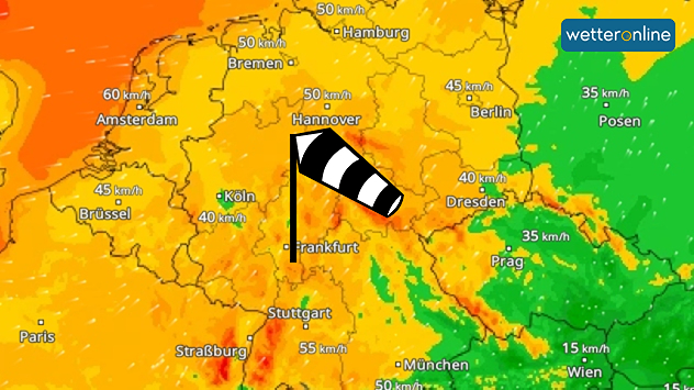 WindRadar für die Nacht von Samstag auf Sonntag