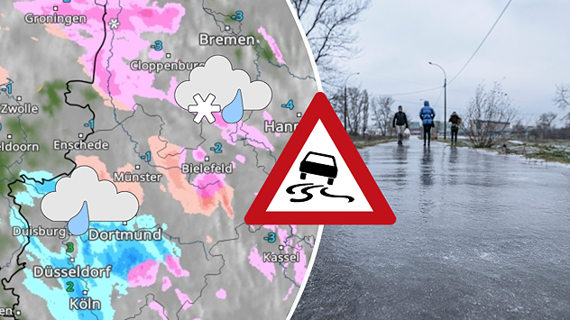 Glatteisgefahr durch gefrierenden Regen.