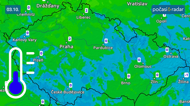 Předpověď minimálních teplot v Česku na pátek 3. 10. Páteční ráno bude v Česku velmi studené, na řadě míst i mrazivé.
