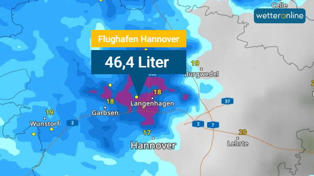 WetterRadar für die Region Hannover von Mittwochvormittag
