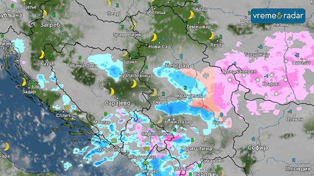 Oblaci i padavine u utorak