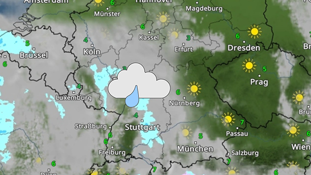WetterRadar zeigt dichte Wolken im Südwesten am Sonntagnachmittag