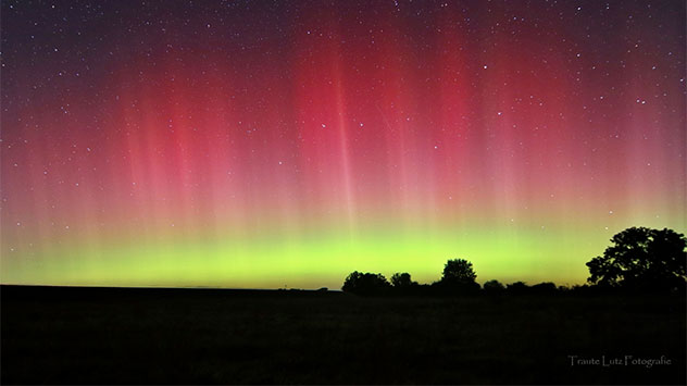 Ebenfalls um 1Uhr leuchtete der Himmel in Amt Neuhaus in Niedersachsen.