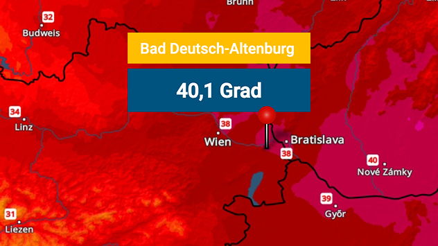 Tempersturkarte von Österreich