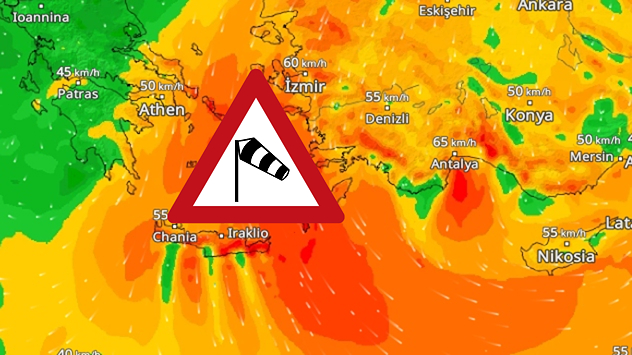 WindRadar zeigt Sturm in der Ägäis