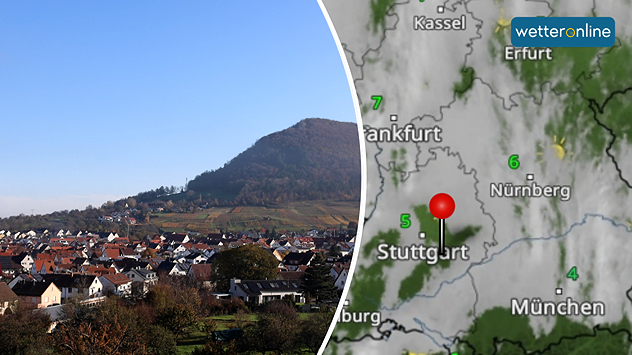 Webcam aus Beuren mit blauem Himmel - WetterRadar zeigt Wolkenlücken