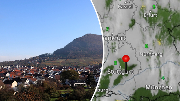Webcam aus Beuren mit blauem Himmel - WetterRadar zeigt Wolkenlücken
