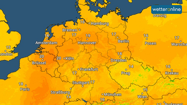TemperaturRadar für Samstag
