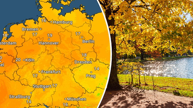 Ausflugswetter am Samstag - TemperaturRadar und Bild goldener Oktober