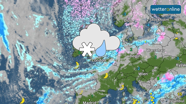 WetterRadar Europa mit vielen Schauern im Norden und Westen