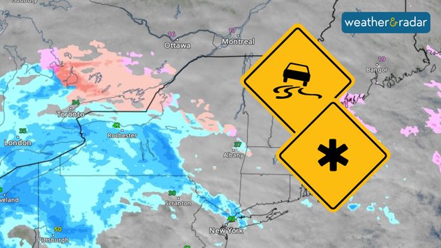 Ice and snow will be moving into more of the Northeast soon creating a hazardous evening commute.