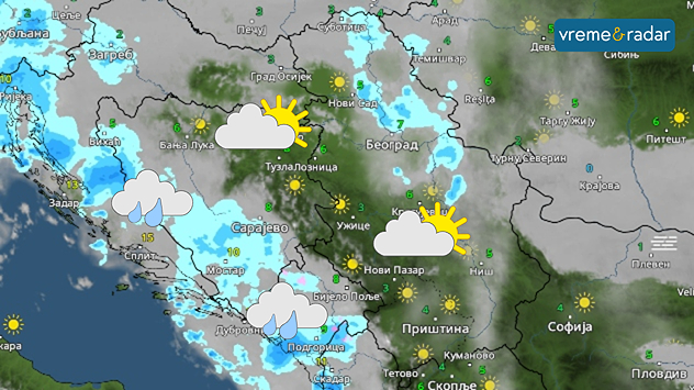 Sunce, oblaci i kiša u sredu