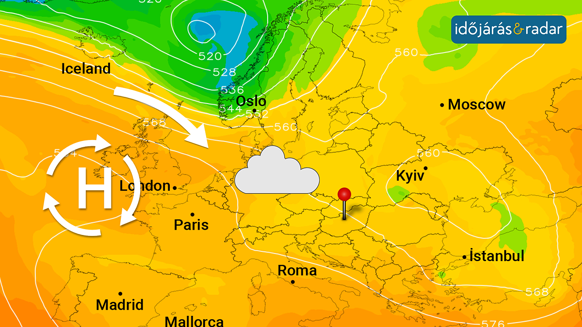 Geopotenciál térkép Európa felett
