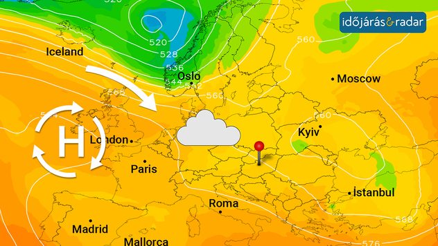 Geopotenciál térkép Európa felett