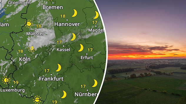 WetterRadar und Sonnenuntergang