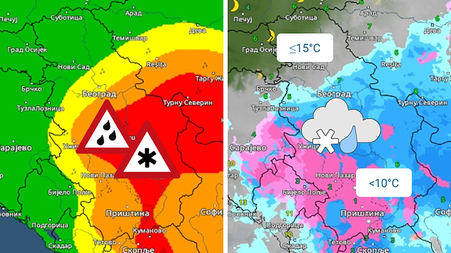 Obilna kiša i sneg, zahlađenje