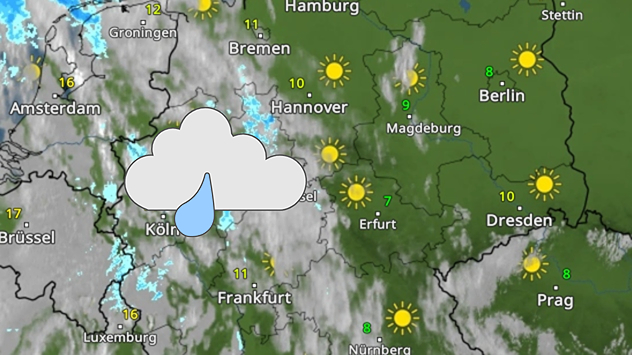 WetterRadar zeigt dichte Wolken im Westen