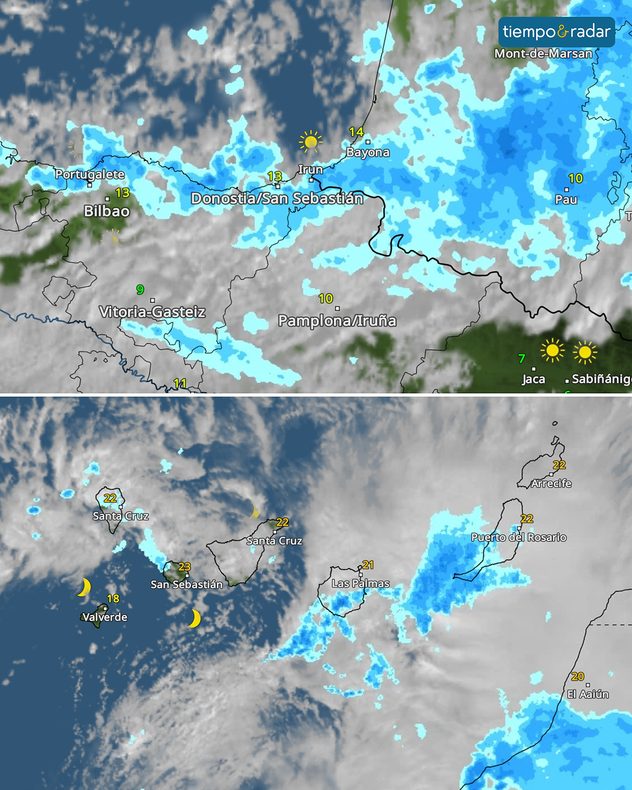 Se producen algunas precipitacions en el norte y en las islas Canarias. 