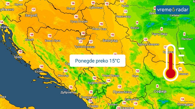Temperatura u ponedeljak