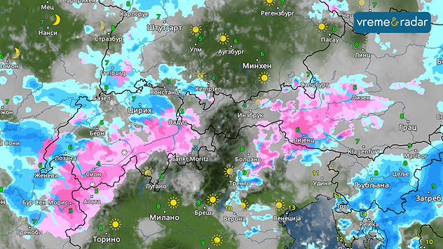 Snežne padavine na Alpima
