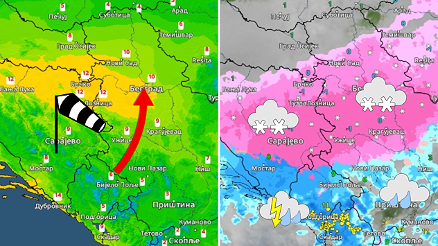 Vetar i otopljenje, pa kiša i sneg