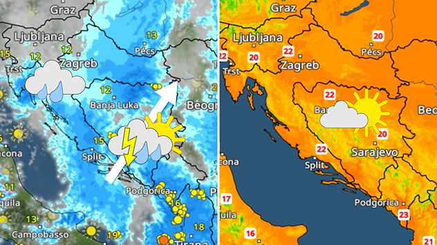 Moguća obilna kiša i nevrijeme. Svježije