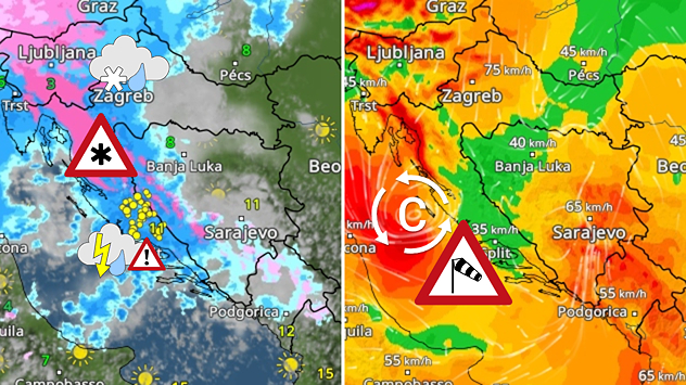 Sunčano. Stižu kiša, snijeg i vjetar