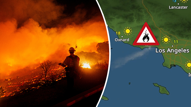 Waldbrand in Malibu (Franklin Fire) - Rauchfahne im WetterRadar