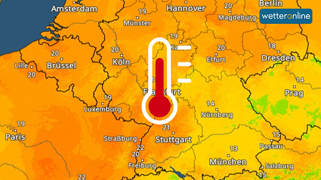 TemperaturRadar zeigt Höchstwerte über 20 Grad am Freitagnachmittag