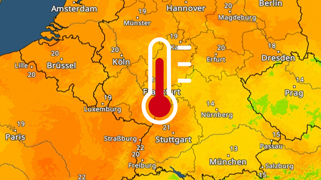 TemperaturRadar zeigt Höchstwerte über 20 Grad am Freitagnachmittag