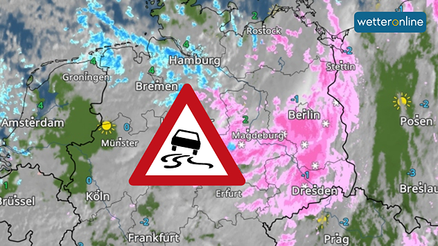 Im WetterRadar sind aktuelle Schneefälle zu sehen