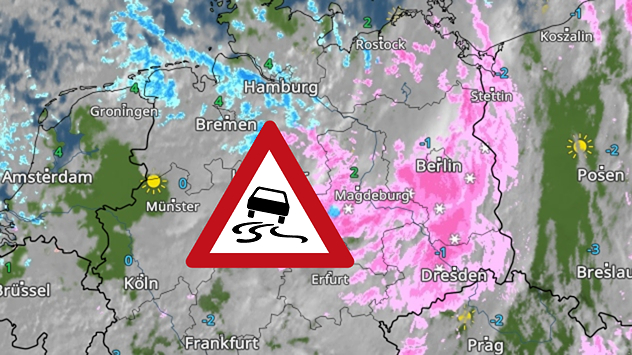 Im WetterRadar sind aktuelle Schneefälle zu sehen