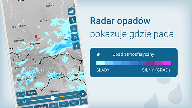 Radar opadów pokazuje gdzie pada