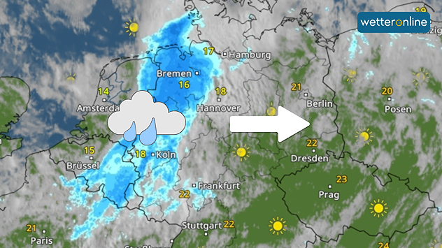Regengebiet auf Ostkurs