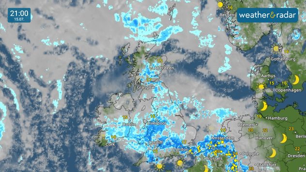 The WeatherRadar on St Swithin's Day, Monday 15th July.