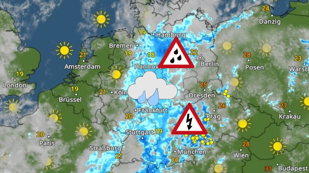 Wochenende fällt nass aus - WetterRadar zeigt Regenband