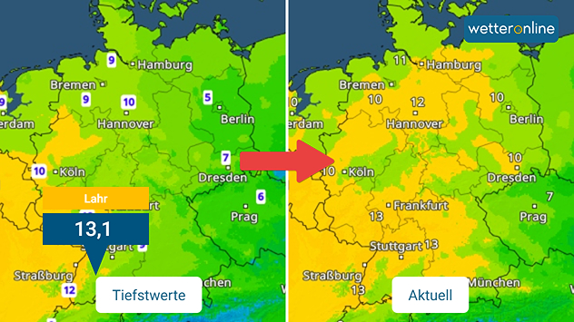 Vor allem im Osten ist es über Nacht immer wärmer geworden.
