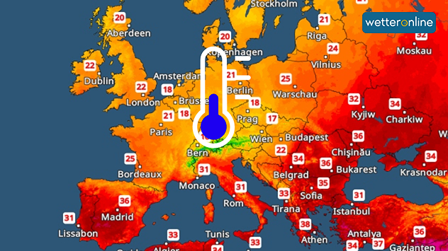 TemperaturRadar zeigt viele Regionen mit kühler Luft