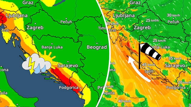Jača vjetar, stižu oblaci i kiša