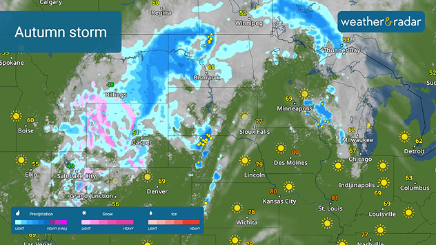 An autumn storm is impacting the northern tier today.
