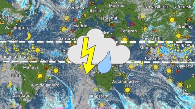 Gewitterzone im WetterRadar zeigt die ITC