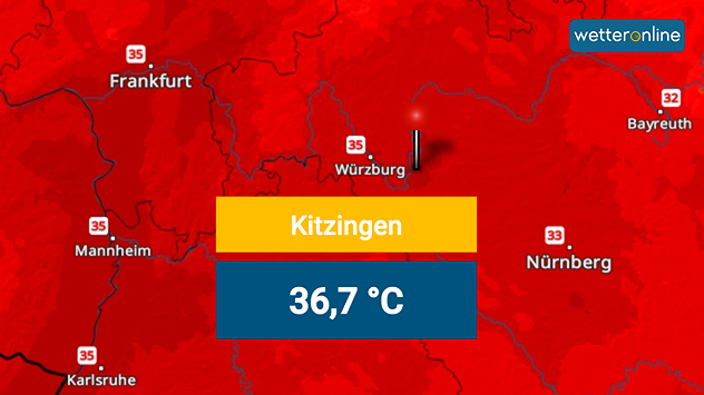 Wetterkarte von der Mite Deutschlands mit Temperaturen