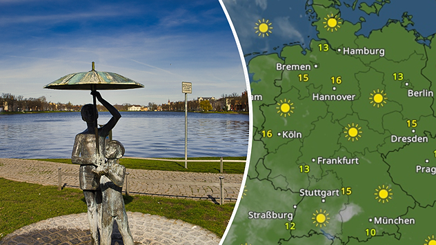 Links: Pfaffenteich in Schwerin Mecklenburg-Vorpommern)