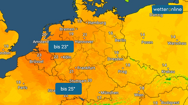 TemperaturRadar: So warm wird es am Samstag.