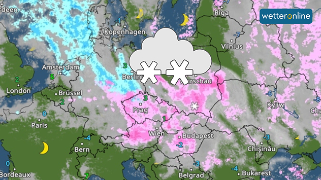 WetterRadar für Silvester zeigt Schneefälle in Mittel-und Osteuropa