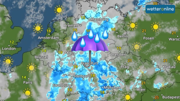 WetterRadar für Sonntagmorgen