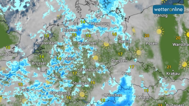 Das WetterRadar am Donnerstagmittag.